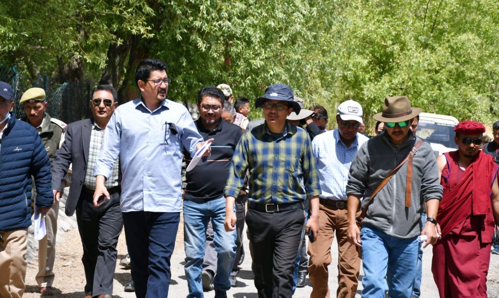 CEC LAHDC Tashi Gyalson and MP Jamyang visits Jivetsal, reviews arrangements for HH Dalai Lama’s visit