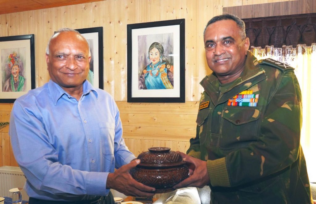 In Ladakh, on first visit out of Delhi, Army Chief meets LG Mathur