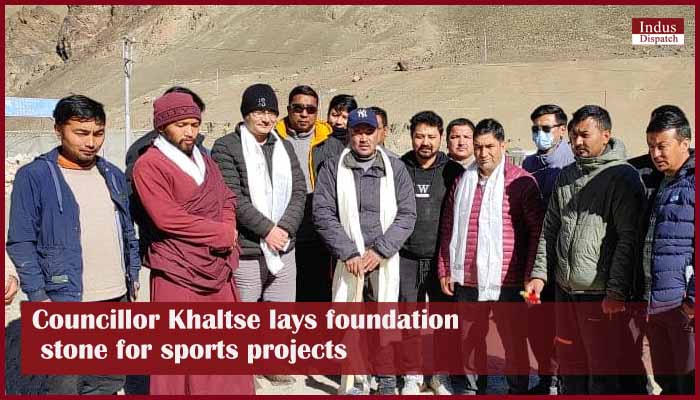 Councillor Khaltse lays foundation stone for sports projects