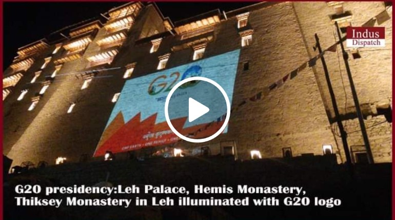G20 presidency: Leh Palace, Hemis Monastery, Thiksey Monastery in Leh illuminated with G20 logo