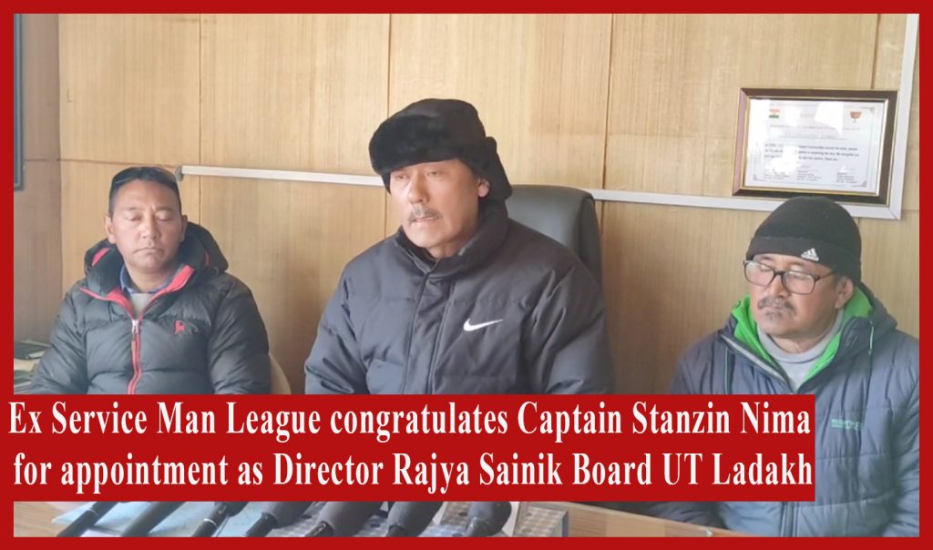 Ex Service Man League congratulates Captain Stanzin Nima for appointment as Dir Rajya Sainik Board
