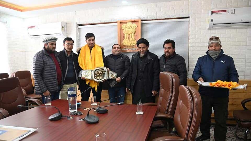LAHDC Kargil felicitates Ladakh’s MMA fighter Mehdi Nasiri