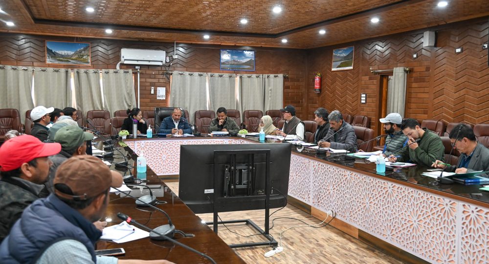 Director RD&PRD reviews implementation of schemes Kargil: The administration informed that Rupees 20 lakh for each block in Kargil under the dispensation of BDC will be provided for the renovation of Community Sanitation Centres and 100 percent of expenditure must be ensured in order to make the centres functional around the year and 24/7. This was informed by Director Rural Development and Panchayati Raj Department (RD&PRD), Ladakh, Tahir Hussain Zubdavi Wednesday while chairing a review meeting to discuss the implementation of schemes of the RD&PRD in the district. Assistant Commissioner Development, Ghulam Mohammad, District Panchayat Officer, Padma Angmo, Assistant Executive Engineers of REW, Kargil, Chairpersons Block Development Council, President, Panchayat Coordination Committee, Kargil, all Block Development Officers besides other concerned officers attended the meeting. Thorough deliberation and discussions were followed regarding the execution of works under Grant-in-Aid for BDCs and Sarpanches, status of Audited Utilization Certificate, resumption of works under SDP and State Sector and other works and issues related to the department. The director sought detailed insights from the PRIs and concerned officers regarding the progress and achievements of works under the above cited works. During the meeting, Zubdavi was informed about the status of works under the SDP sector. He directed the concerned officers to find ways to complete and commission pending works of soakage pits for grey water management under GRNREGA. He was informed that 90 percent of the work completion has been achieved under soakage pit works. The director reflected that JJM and SBM need to be integrated and meticulous approaches be executed as grey water management is essential part of Swachh Bharat Mission. Under State Sector, he was informed about the status of ongoing and other works including construction of libraries, construction of roads under Gram Sadak Yojana and other works. The director reflected that livelihood schemes should be promoted and implemented considering financial constraints in near future. He directed that the ongoing works should be followed for resumption and contractors should be asked to expedite works at the earliest. During the meeting, he also interacted with all BDC Chairpersons to understand the status of works related to construction of Community Sanitary Complexes, solid waste management units, status of construction of CFCs and BDO building and other works. Zubdavi directed to make all toilets functional and informed that Grant in Aid for BDC has been allocated by the UT Administration and will be disbursed to the BDCs soon. ACD Ghulam Mohammad while addressing the PRI members said under SBM awareness related to the segregation of waste from village to village must be taken on priority by the BDC Chairpersons. Further, all measures must be taken to make them functional such as installation of water tanks and insulation of pipes. During the meeting, DPO Padma Angmo while highlighting the importance of SBM Grameen said it is a vital scheme and appreciable work has been done under it. She also informed the PRI members about ODF Plus and gave a presentation related to various modules in order to manage solid and liquid waste. BDC Drass, Noor Mohammad thanked the director and concerned department on behalf of all BDCs and PRI members for rejuvenating a new spirit in RD&PRD. He also called for support in the future as well for the development in the Rural Development sector in the district.